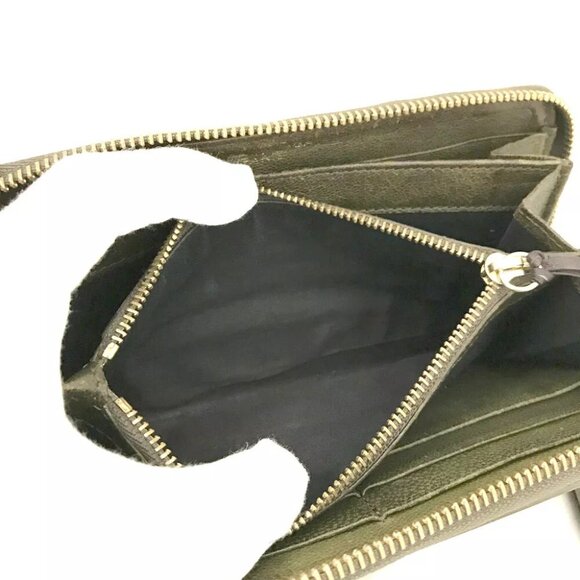 BALENCIAGA Classic Continental Leather Zip Around Long Wallet Khaki/3AG0256 - Picture 6 of 8